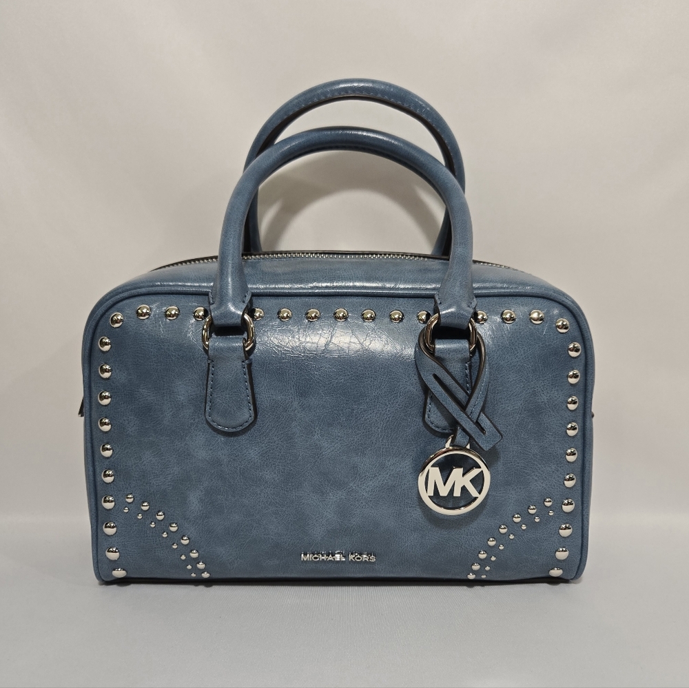 Michael Kors Thompson Cornflower MD Duffle Satchel Purse - Picture 6 of 16